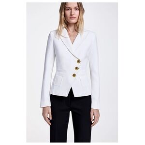 🔻Sold🔺Smythe Single-Breasted Asymmetrical Wrap Elegant White Women's Blazer